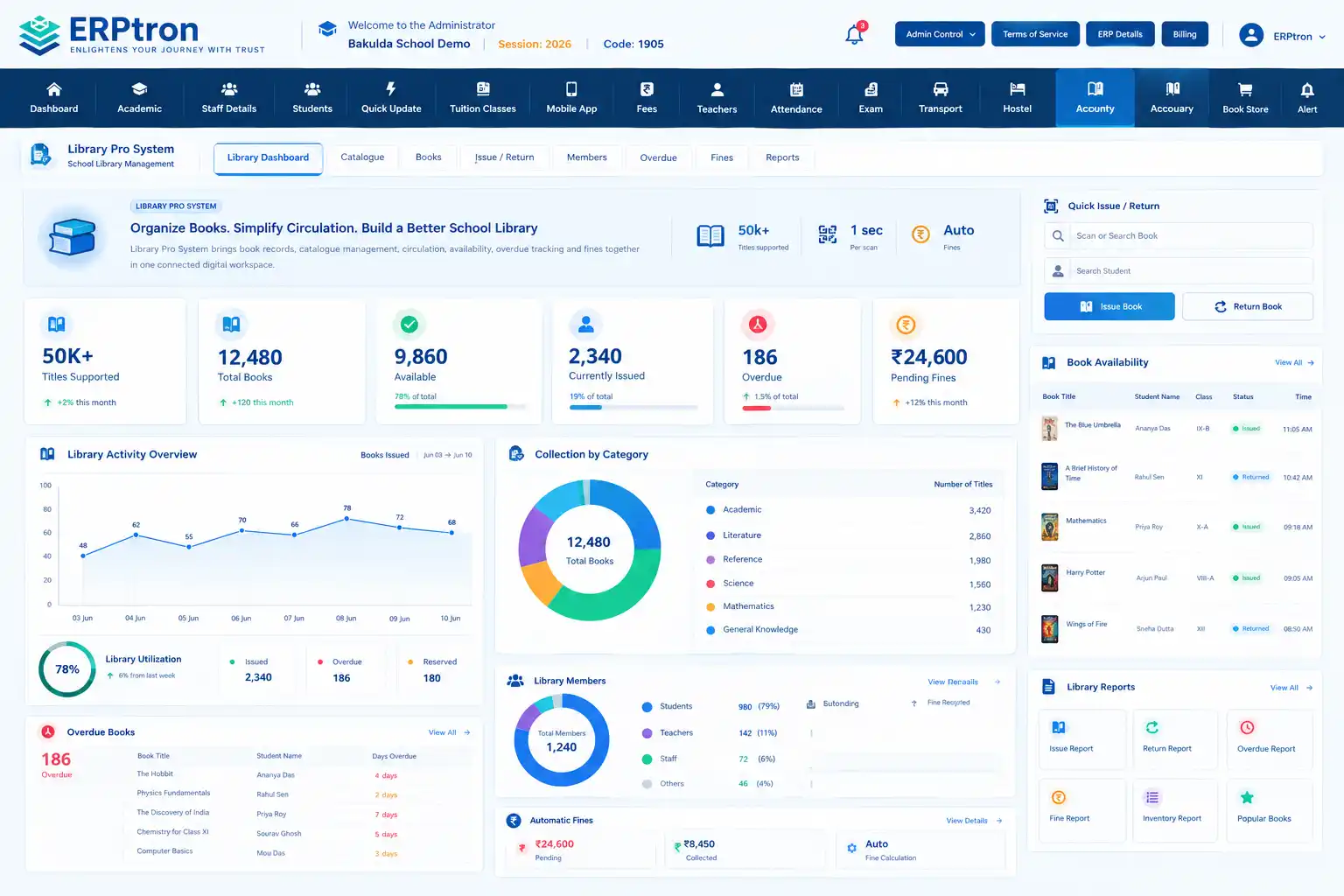 Library Pro dashboard