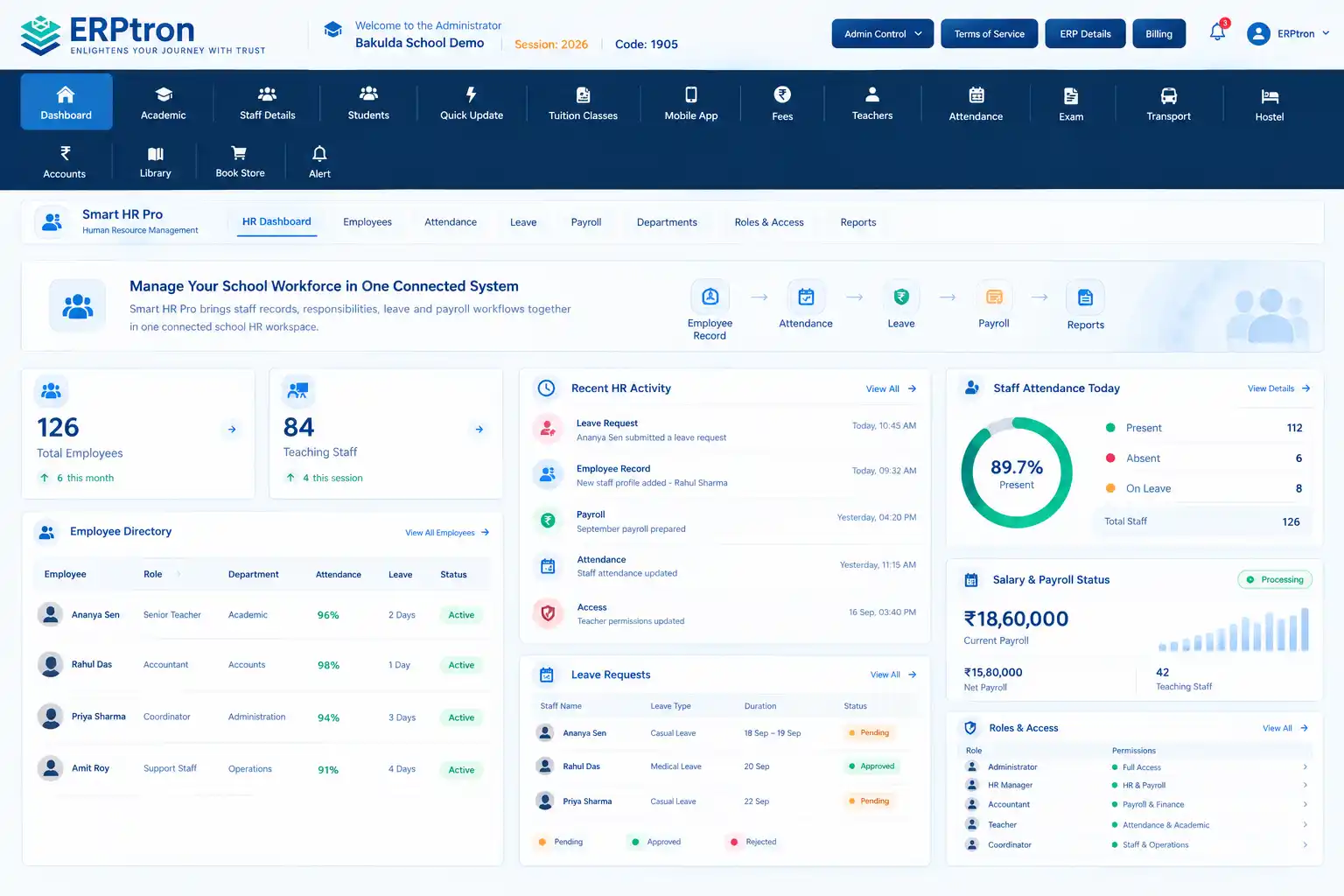 Smart HR Pro dashboard